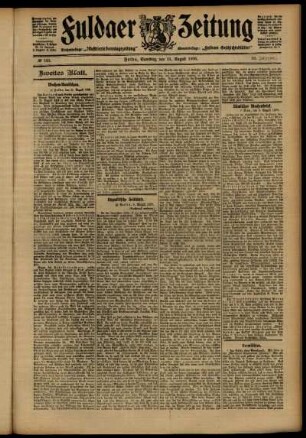 Zweite Ausgabe vom Samstag, den 11. August 1906.