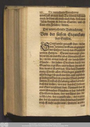 Die neunzehende Betrachtung. Von der süssen Erquickung des Geistes.