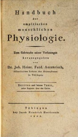 Handbuch der empirischen menschlichen Physiologie. 3