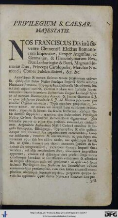 Privilegium S. Caesar. Majestatis.