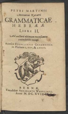 Petri Martinii Morentini Navarri Grammaticae Hebraeae Libri II