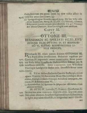 Caput XI. De Ottone III. Bernhardi III. Spoliati Filio, Eiusdemque Filiis Ottone IV. Et Bernhardo VI. Ultimo Bernburgensis Lineae Principe