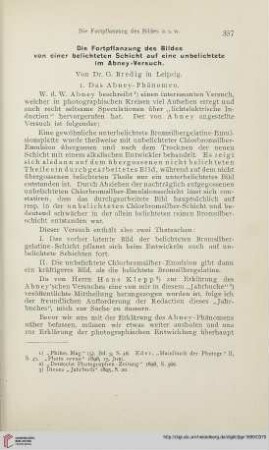 13: Die Fortpflanzung des Bildes von einer belichteten Schicht auf eine unbelichtete im Abney-Versuch