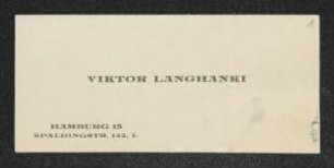 Brief von Viktor Langhanki an Gerhart Hauptmann