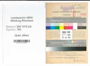 Entnazifizierung Alfred Quiel , geb. 26.10.1896 (Polizist)