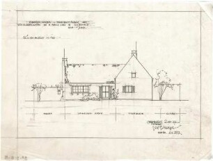 Gsaenger, Gustav; Grünwald bei München (Bayern), Herrenwiesstr.; Landhaus Franz Lurz - Entwurf, Südostseite (Ansicht)
