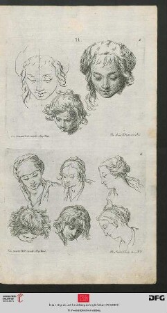 Taf. 5 – 15 [Gesichter (Kontur–Schraffur, teilw. mit Linearkreuz)]