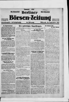 Berliner Börsen-Zeitung, Abendausgabe