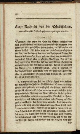 Kurze Nachricht von den Schriftstellern, aus welchen dis Lesebuch zusammengetragen worden.