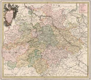 LeRouge, G. L.: Postkarte von Sachsen ohne die Lausitz, ca. 1:500 000, 1743