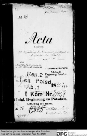 Regulierung der Kommunal- und Abgabenverhältnisse in Britz, Kr. Teltow