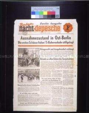 Titelblatt der (West)-Berliner Abendzeitung "Berliner Nacht-Depeche" zu den Unruhen vom 17. Juni 1953 in der DDR