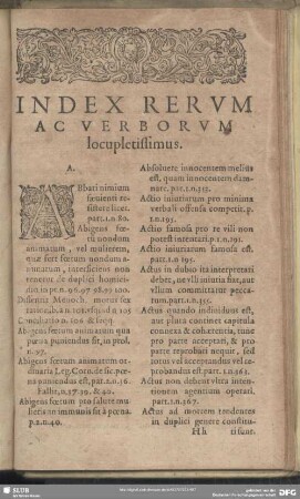 Index Rerum Ac Verborum locupletissimus