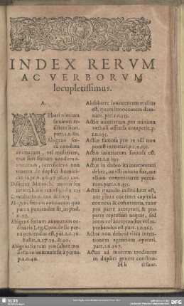Index Rerum Ac Verborum locupletissimus