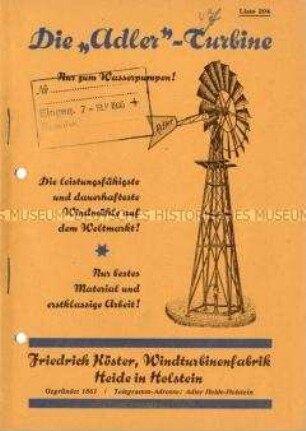 Die "Adler"-Turbine / Nur zum Wasserpumpen! / Liste 204