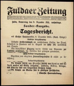 Ausgabe vom Donnerstag, den 09. Dezember 1915.