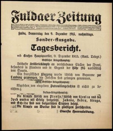 Ausgabe vom Donnerstag, den 09. Dezember 1915.