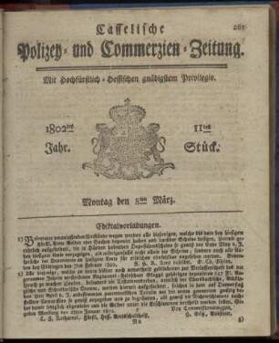 11tes Stueck, Montag den 8ten Maerz 1802