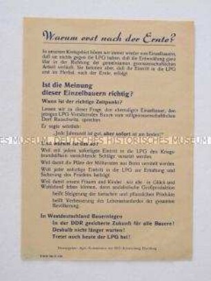 Propagandaflugblatt für die Kollektivierung in der Landwirtschaft