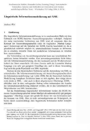 Linguistische Informationsmodellierung mit XML