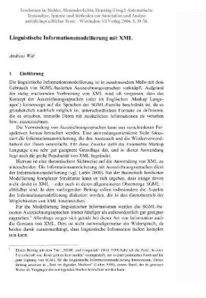 Linguistische Informationsmodellierung mit XML