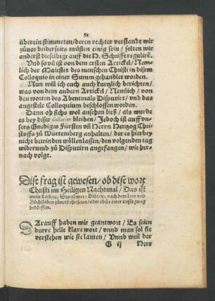 Dise frag ist gewesen/ ob dise wort Christi im Heiligen Nachtmal ...