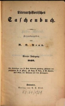 Literarhistorisches Taschenbuch. 4. 1846