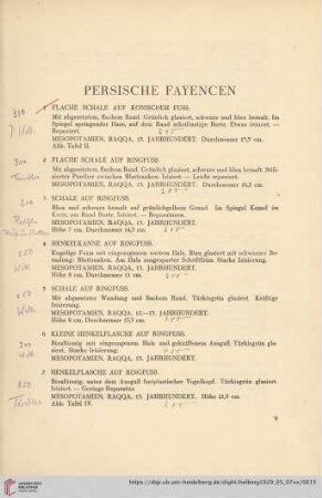 Persische Fayencen (Nr. 1-43)