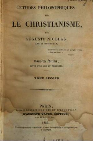 Études philosophiques sur le christianisme, 2