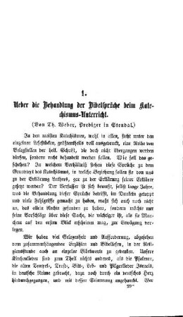 Ueber die Behandlung der Bibelsprüche beim Katechismus-Unterricht : (Von Th. Weber, Prediger in Stendal)
