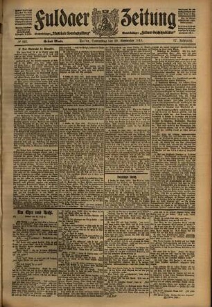 Erste Ausgabe vom Donnerstag, den 29. September 1910.