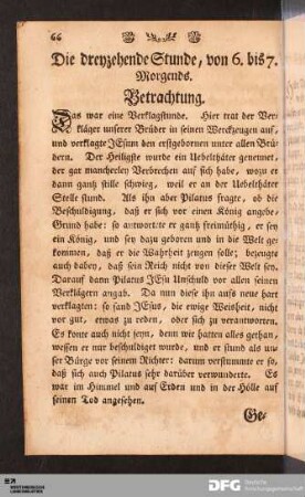 Die dreyzehende Stunde, von 6. bis 7. Morgends.