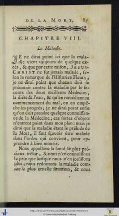 Chap. VIII. La Maladie.