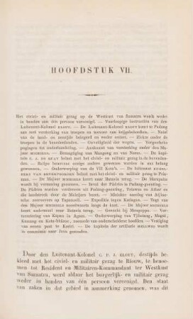 Hoofdstuk VII. Het civiel- en militair gezag op de Westkust van Sumatra wordt weder in handen aan één persoon vereenigd ...
