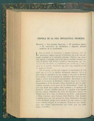 Crónica de la vida intelectual francesa