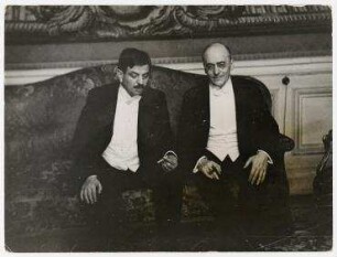 Französische Staatsmänner erstmals nach dem Weltkrieg in Berlin, Pierre Laval und Heinrich Brüning nach dem Staatsbankett in der französischen Botschaft. Pierre Laval, Heinrich Brüning