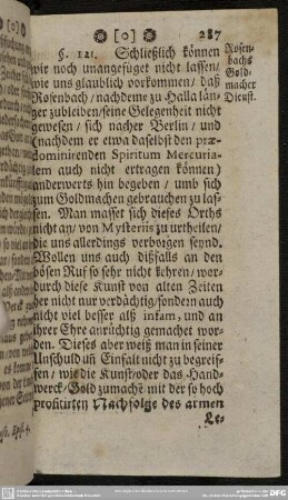 § 121. Rosenbachs Goldmacher-Dienst