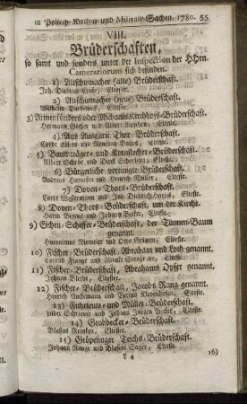 VIII. Brüderschaften.