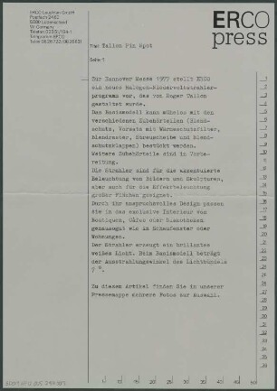 ERCO Niedervoltstrahler "Tallon Pin Spot" von Roger Tallon