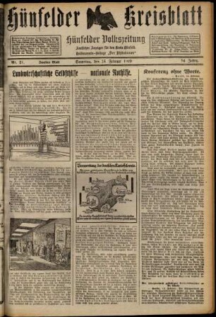 Zweite Ausgabe vom Samstag, den 16. Februar 1929.