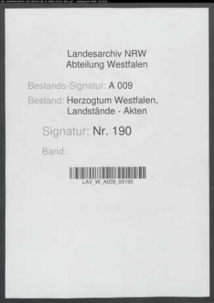 Briefe des J. A. Solemacher an den Landdrosten von Schüngel betr. den Landtagsabschied