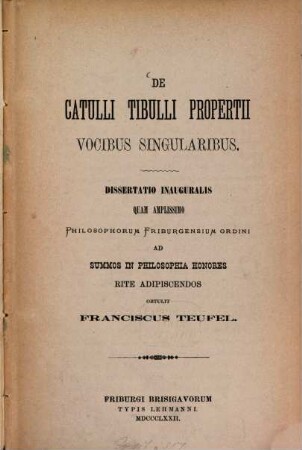 De Catulli, Tibulli, Propertii vocibus singularibus