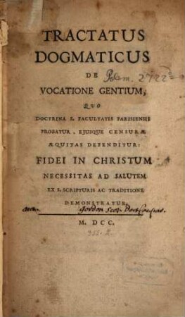 Tractatus dogmaticus de vocatione gentium