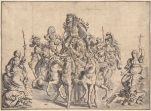 Ludwig XIV. im Streitwagen mit dem Dauphin