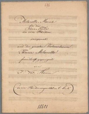Milanollo-Marsch, arrangiert, pf 4hands - BSB Mus.Schott.Ha 11037-2