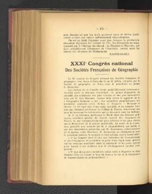 XXXIe Congrès national des Sociétés Francaises de Géographie.