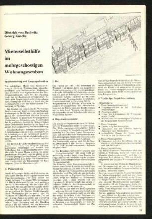 Mieterselbsthilfe im mehrgeschossigen Wohnungsneubau