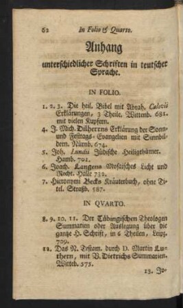 Anhang unterschiedlicher Schriften in teutscher Sprache.