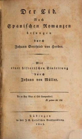 Der Cid : nach spanischen Romanzen besungen