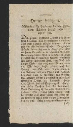 Dritter Abschnitt. Hülfsmittel für Personen, die von schädlichen Dünsten betäubt oder erstickt sind.